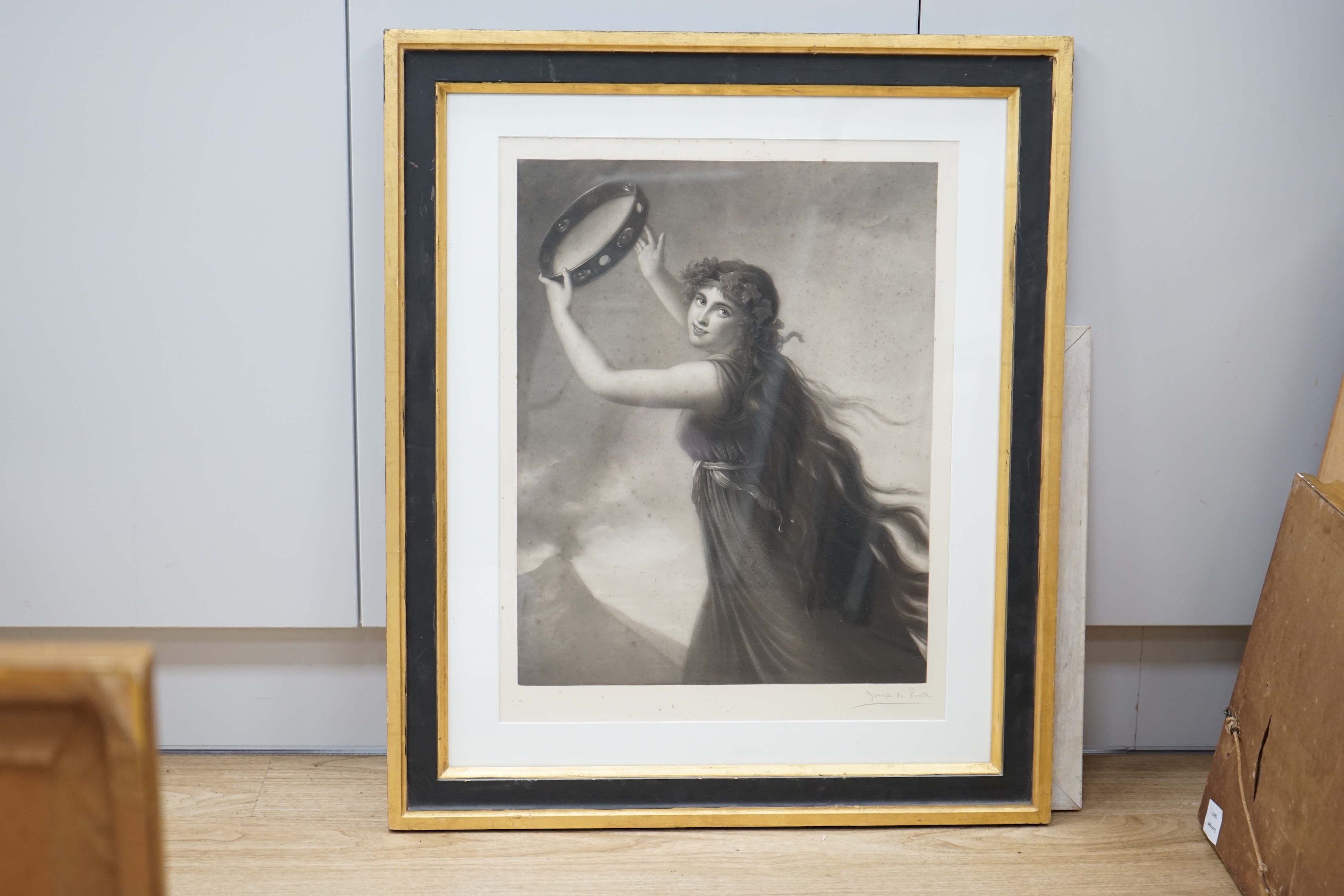 Joseph Bishop Pratt (1854-1910) mezzotint, Lady Hamilton, signed in pencil, Print Sellers Association blindstamped, 52 x 40cm